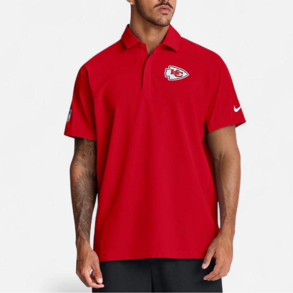 NIKE *NWT Men's Kansas City Chiefs Nike Red Sideline Woven Dri-FIT Polo